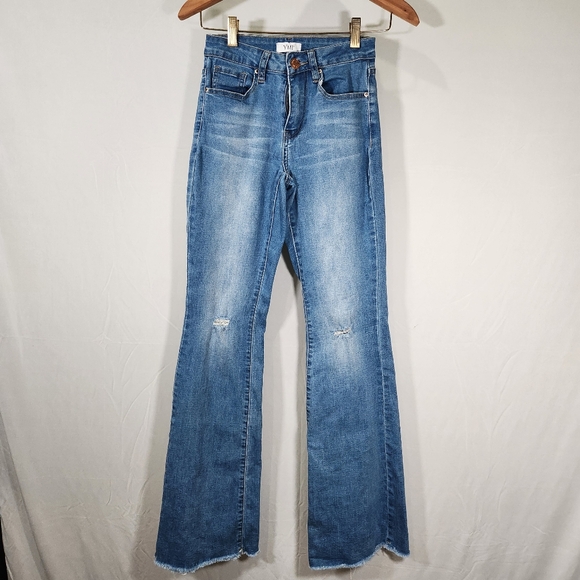 YMI Blue Flare Wide Leg Jeans Vintage-Inspired - Picture 1 of 7